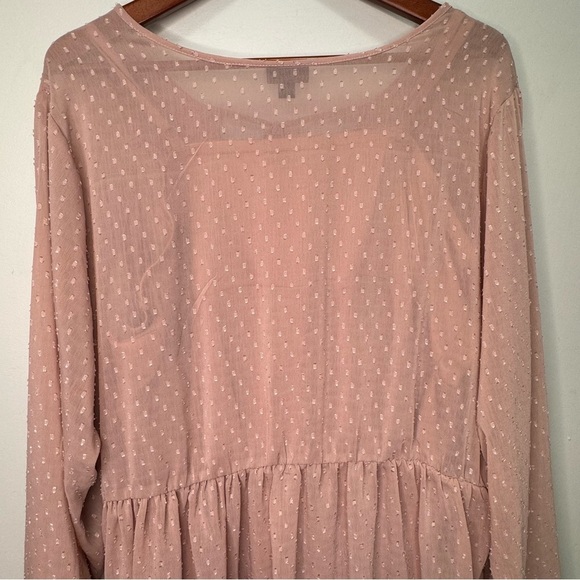 Torrid Blush Clip Dot Tie Babydoll Blouse Size 3x - Picture 7 of 11